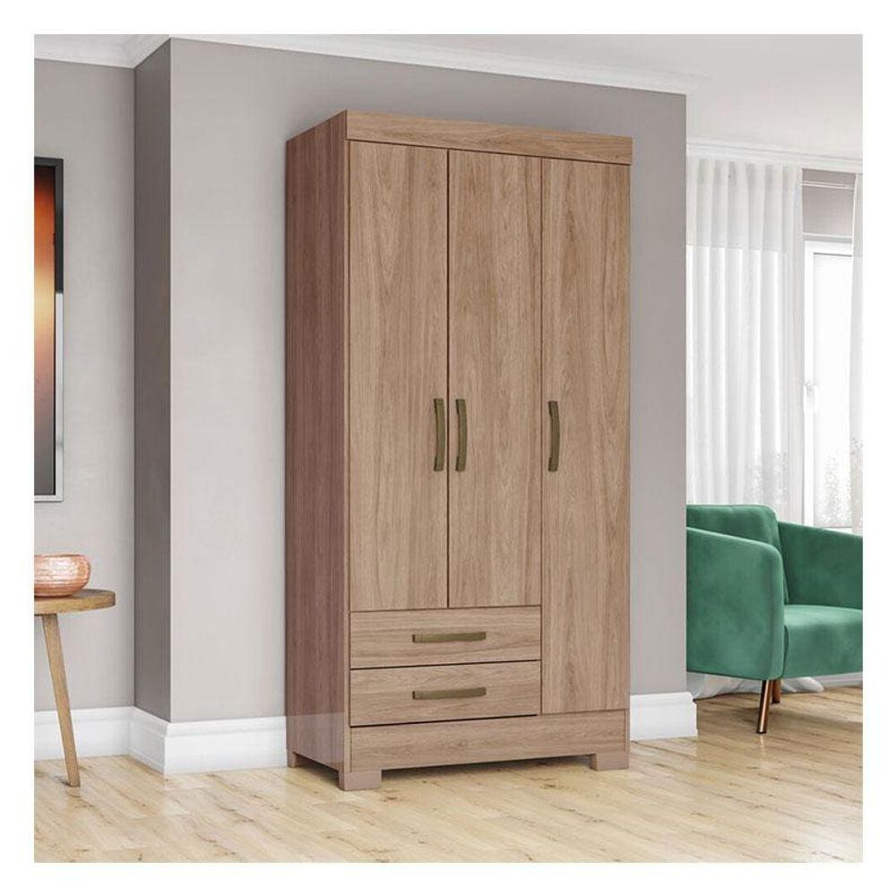 Guarda Roupa Solteiro Ambiente BE16 Jequitibá Brilho - Briz Móveis