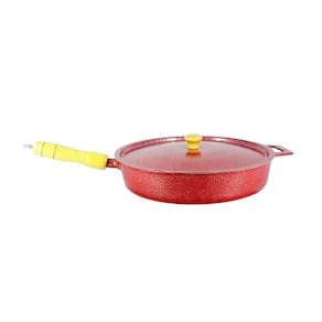 Frigideira Alumínio Fundido Craqueada Cabo de Madeira Vermelha 22cm
