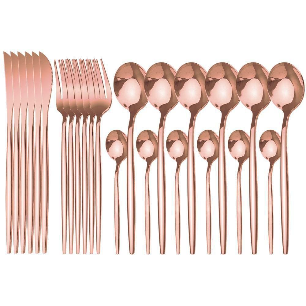 Conjunto De Talheres Slim Rose Gold - Aço Inoxidavel 24 Pçs