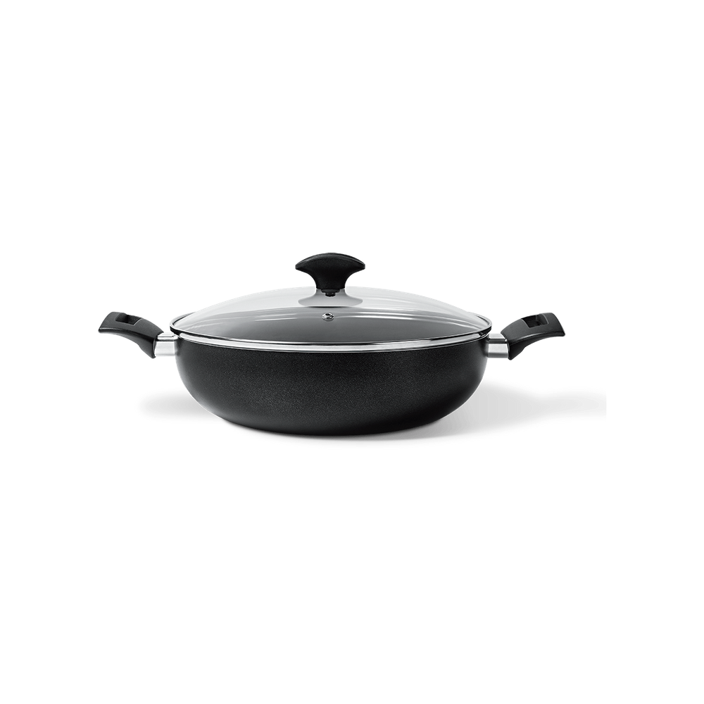 Wok Com Tampa E Alça Brinox Masala Antiaderente 3,55 Litros Ø 28 x 8 cm Preto