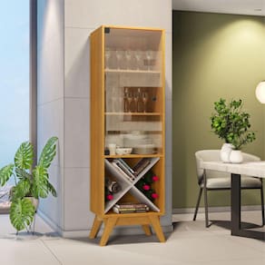 Cristaleira 1 Porta Graça Candian JCM Móveis Cinamomo/Off White