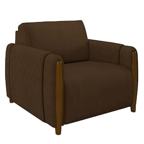 Poltrona Decorativa para Sala de Estar 98cm Amaranto M22 Veludo Marrom - Mpozenato