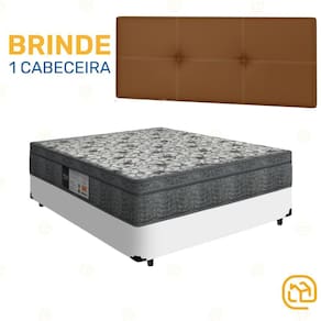Box Casal Branco + Cabeceira Painel Iris Marrom + Colchão De Molas Physical Nanolastic 138cm