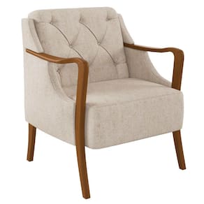 Poltrona Decorativa para Sala de Estar Capitonê Lapa M22 Linho Cru Liso - Mpozenato
