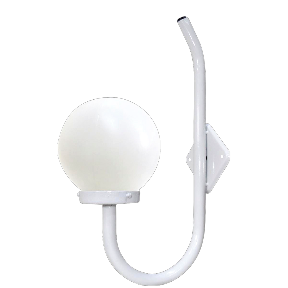 Luminária Globo Braço Curvo Parede Alumínio Branco 56x20cm
