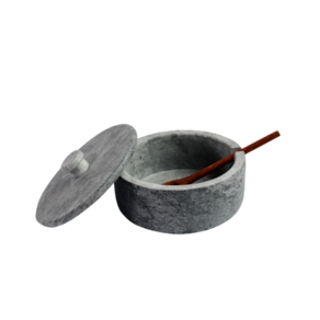 Açucareiro Farinheira Gourmet Pedra Sabão com Colher G 12cm