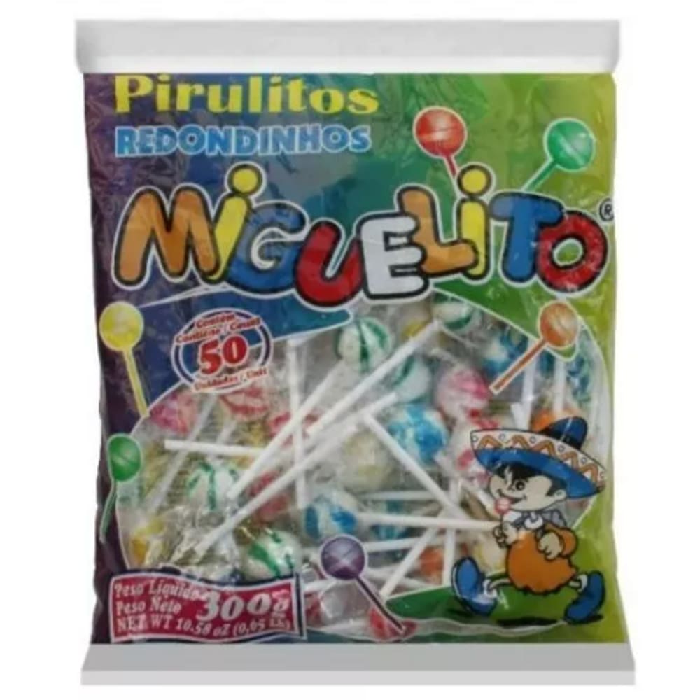 Pirulito Psicodélico Bolinha C/50 Unids - 300g Miguelito