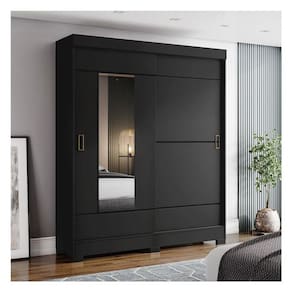 Guarda Roupa Solteiro Ambiente B66 Preto HP - Briz Móveis