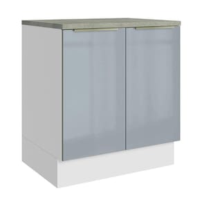 Balcão Madesa Lux 70 cm 2 Portas - Branco/Cinza (Com Tampo)