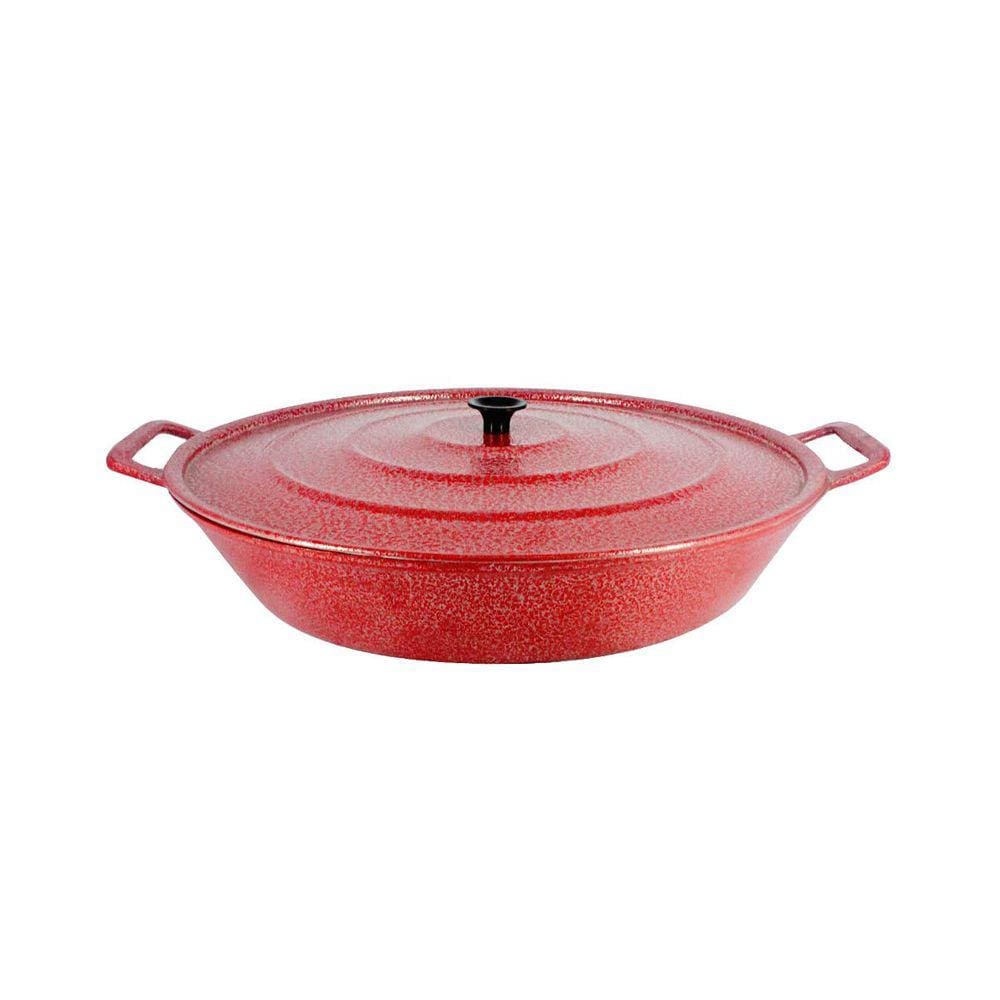 Frigideira Panela Alça de Alumínio Fundido Craqueada Vermelho 28cm