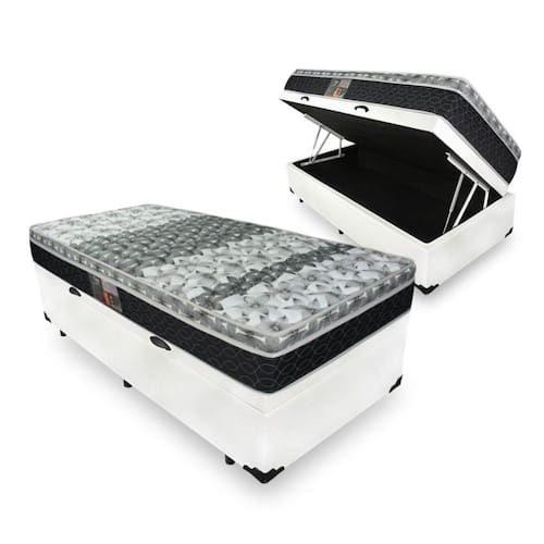 Cama Box Baú Solteiro King Branca + Colchão De Molas - Castor - Class Tecnopedic One Face 96cm é boa?