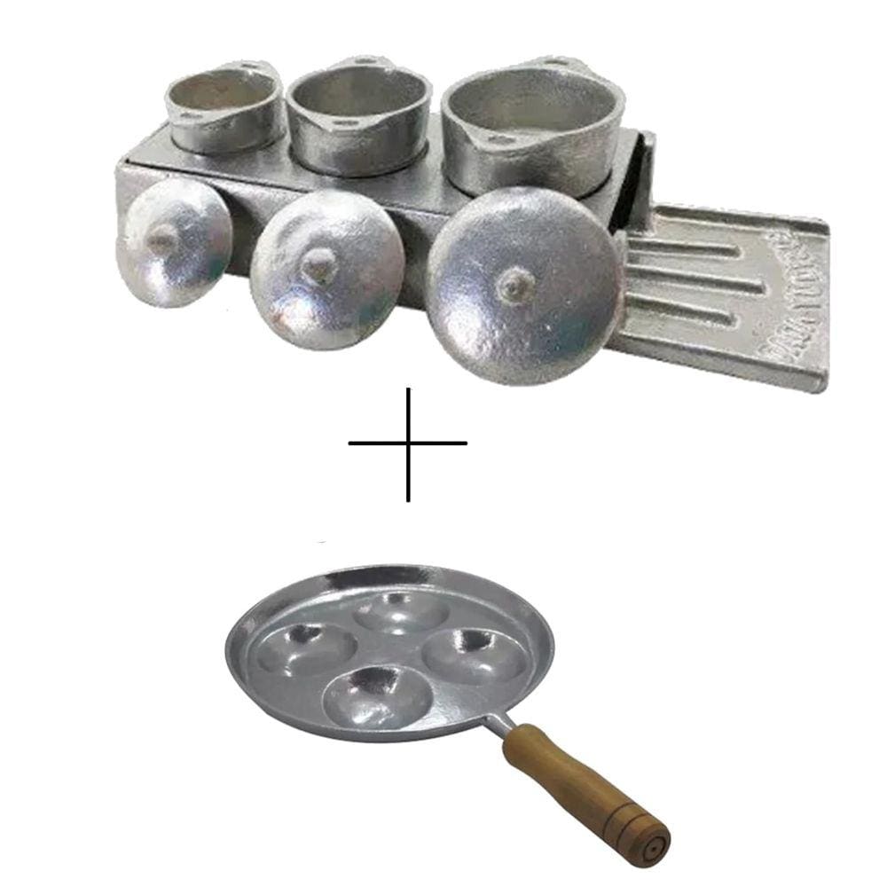 Kit Miniatura de Fogão A Lenha e Frigideira Frita 4 Ovos