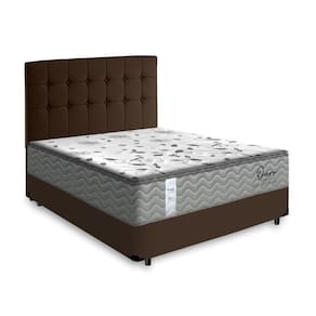 Cama Box + Cabeceira Cassis Marrom e Colchão de Molas Casal - Probel - Guarda-Costas Ouro 138cm