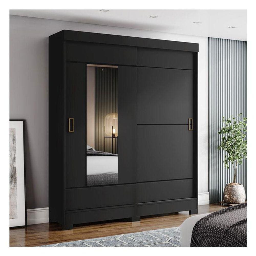 Guarda Roupa Solteiro Ambiente Amsterdã Preto HP - Briz Móveis