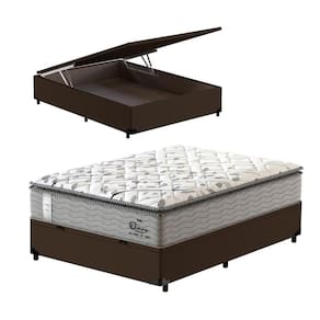 Cama Box Baú Casal Marrom + Colchão de Molas Ensacadas - Probel - Guarda-Costas Ouro - 138x188x76cm