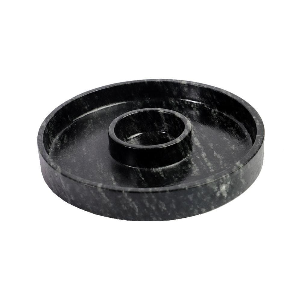 Prato com Molheira Servir Porção Carnes Pedra Sabão G 28cm