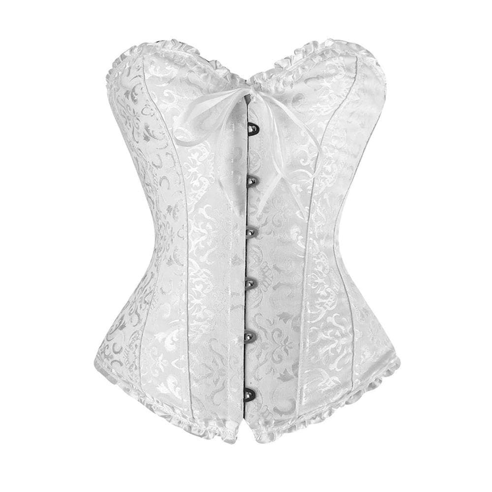 Corset Corpete Corselet Reduz e Modela Cintura Linha Casual Floral Branco M13