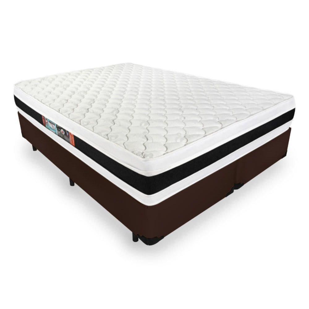 Cama Box Super King + Colchão De Espuma D45 - Castor - Black White Double Face - 193x203x62cm