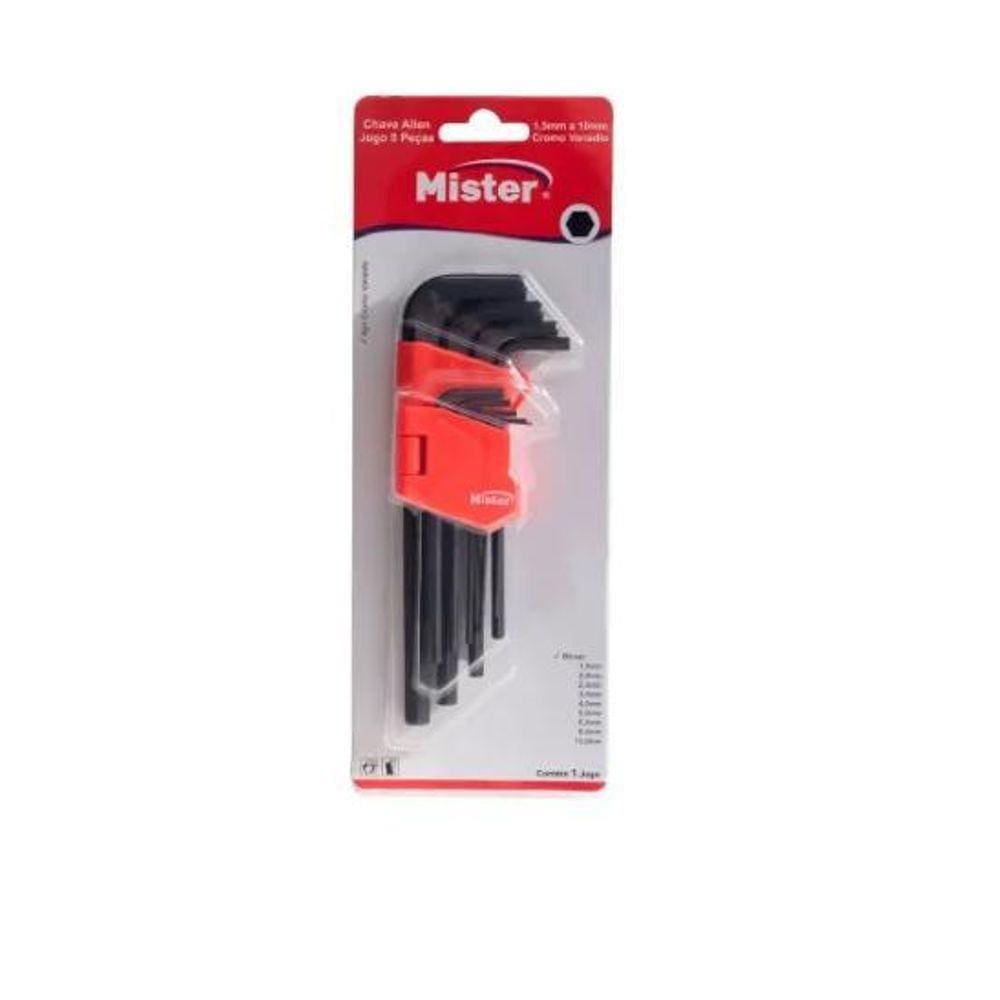 Jogo Chave Allen Mister Longa 9 Peças 1,5Mm À 10,0Mm