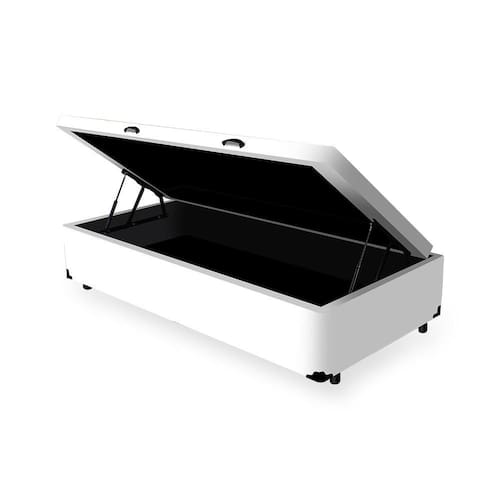 imagem-Cama Box Com Baú Solteiro 88cm - Branco