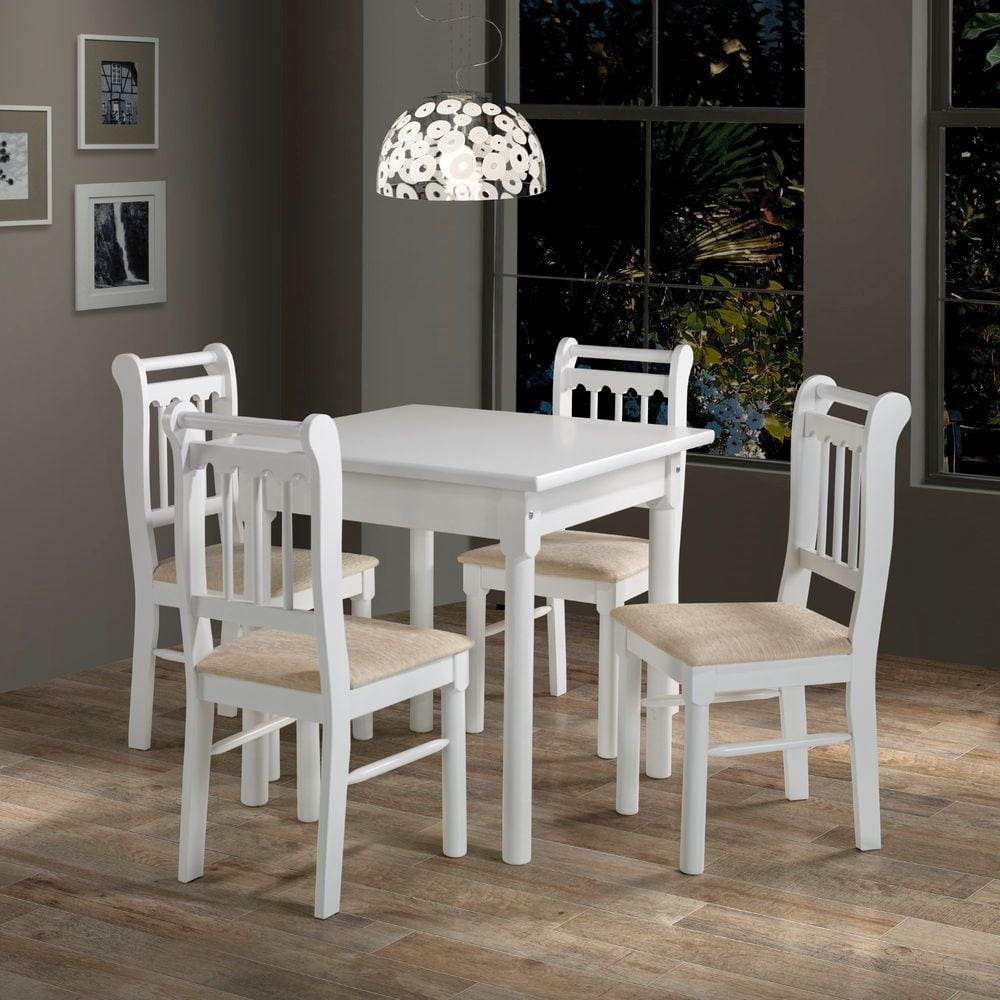 Conjunto Sala de Jantar Com 4 Cadeiras Madeira Maciça Mv Outlet