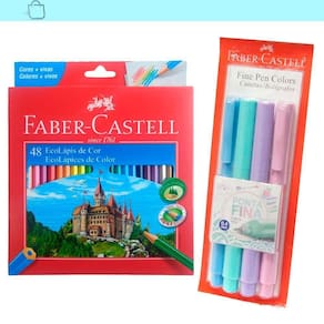 Kit Ecolápis 48 Cores e Fine Pen Colors 0.4mm Faber-Castell