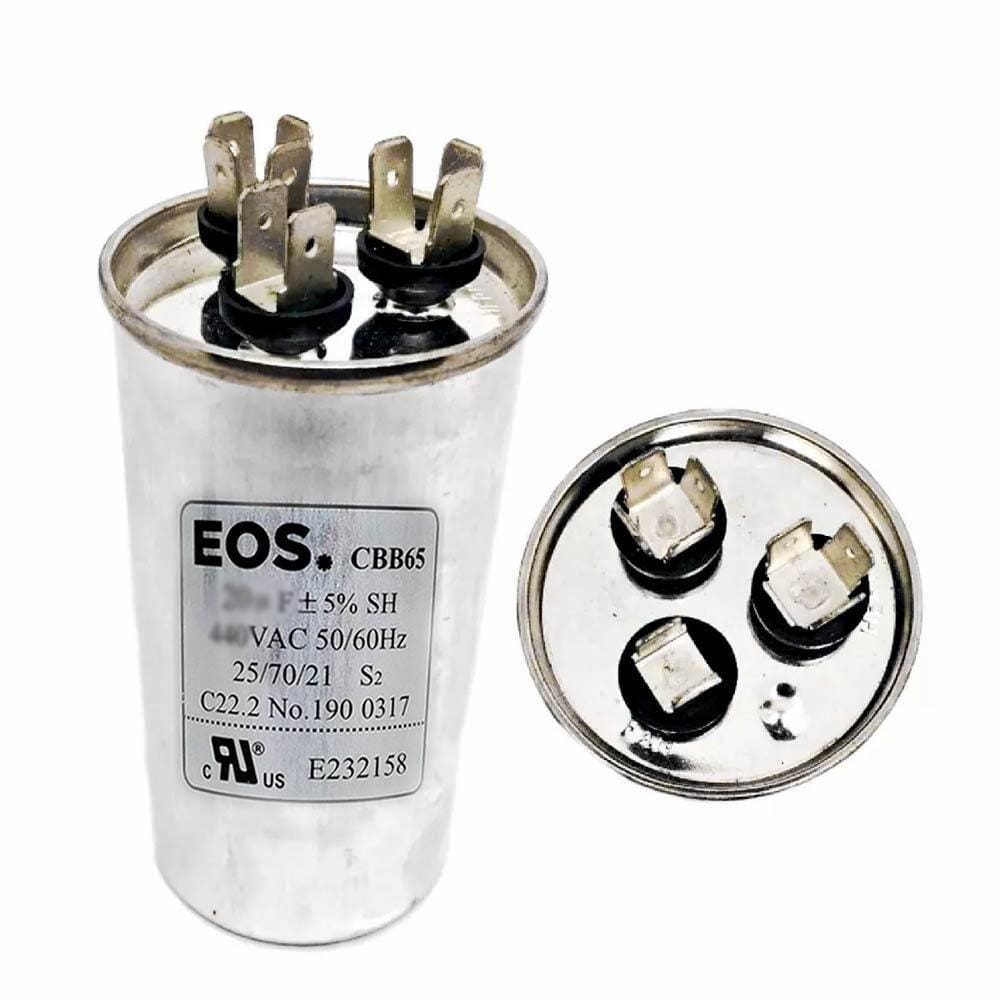 Capacitor Duplo 35+5 Mfd 440V Com Terminal 50mm X 90mm Corpo Aluminio