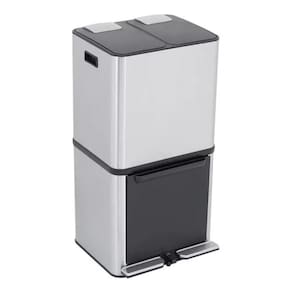 Lixeira Chão Seletiva Tripla Smart Aço Inox 50 L 79x37x40cm