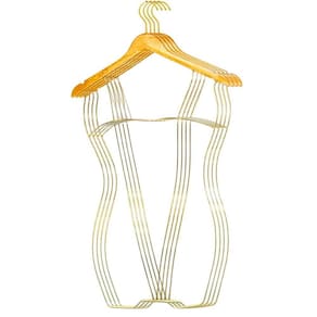 10 Cabide De Madeira Silhueta 3D Marfim Rose / Dourado