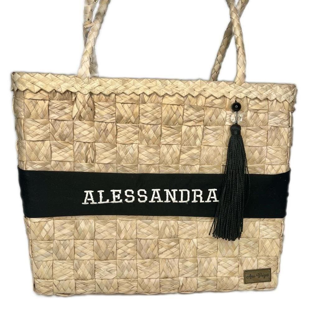 Bolsa Praia Feminina Palha Tira Colo Personalizada Moda