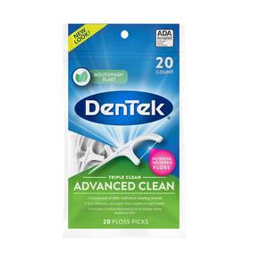 Fio Dental Dentek Floss Picks Triple Clean Advanced com 20 unidades