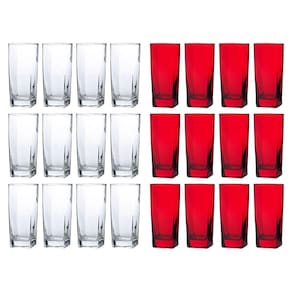 24 Copos de 320ml 12x Transparente 12x Vermelho Texas Vidro