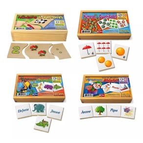 Kit Jogos De Memória E Jogo De Quantidade Em Madeira