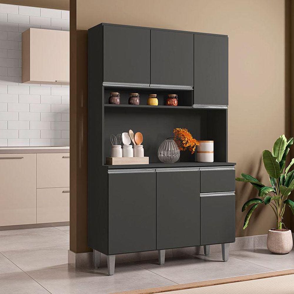 Armário para Cozinha Ambiente Kit Márcia Cinza Fosco - AJL