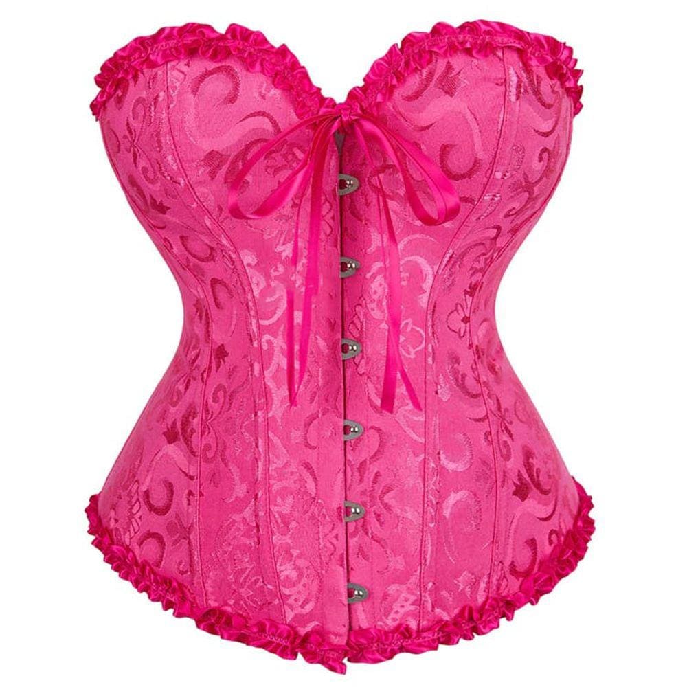 Corset Corpete Corselet Reduz e Modela Cintura Linha Casual Floral Rosa Pink M605