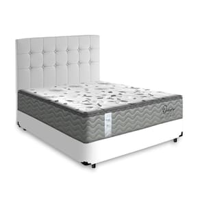Cama Box + Cabeceira Cassis Branca e Colchão de Molas Casal - Probel - Guarda-Costas Ouro 138cm