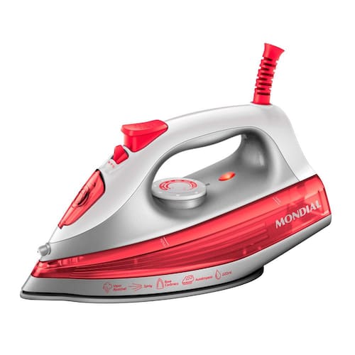 imagem-Ferro de Passar Roupa a Vapor Mondial FVN-01-O 1200W Branco e Coral - 127V