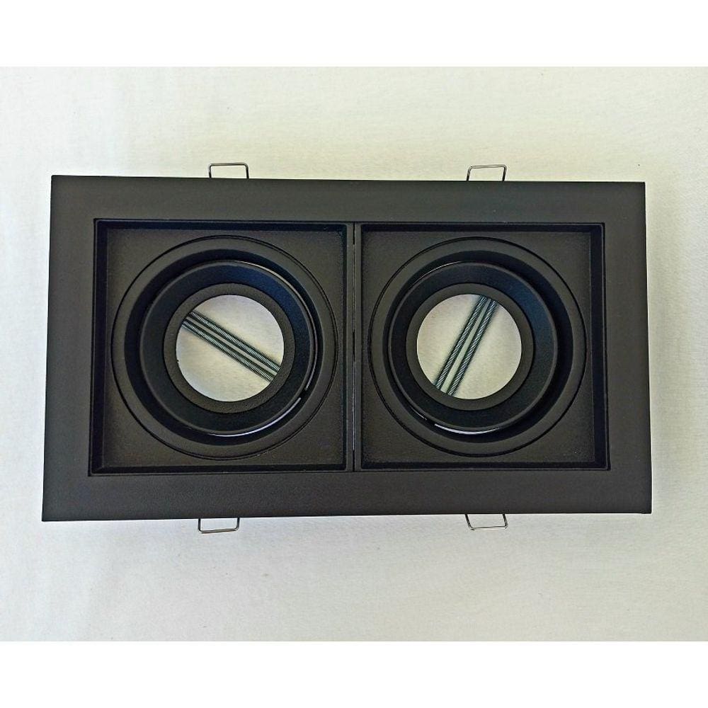 Luminária Quadra Embutir 2 x Dicroica Preta