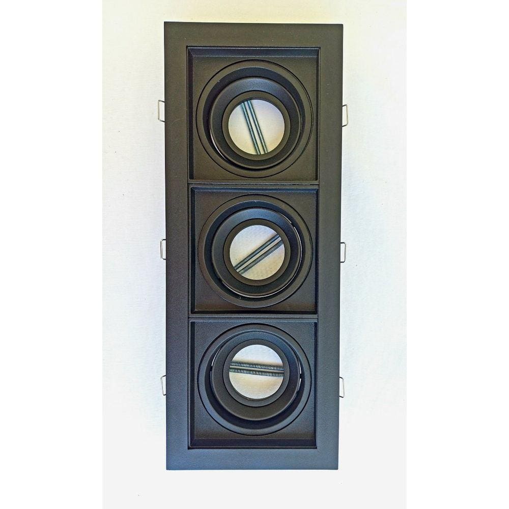 Luminária Quadra Embutir 3 x Dicroica Preta