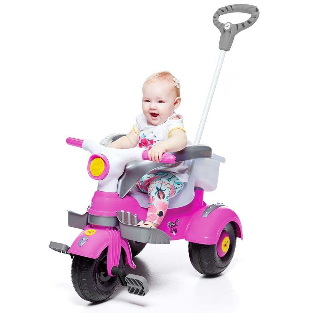 Triciclo Infantil - Passeio e Pedal - Velobaby G2 - Rosa - Bandeirante