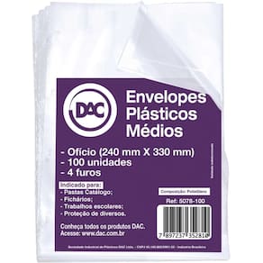 Envelope Plastico Oficio 4FUROS Medio 0,10MM