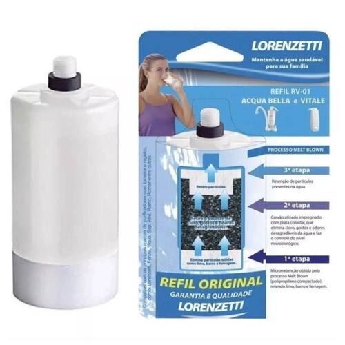 Refil Vela Filtro Acqua Bella Vitale Lorenzetti Purificador Torneira Agua RV-01 Carvão Ativado