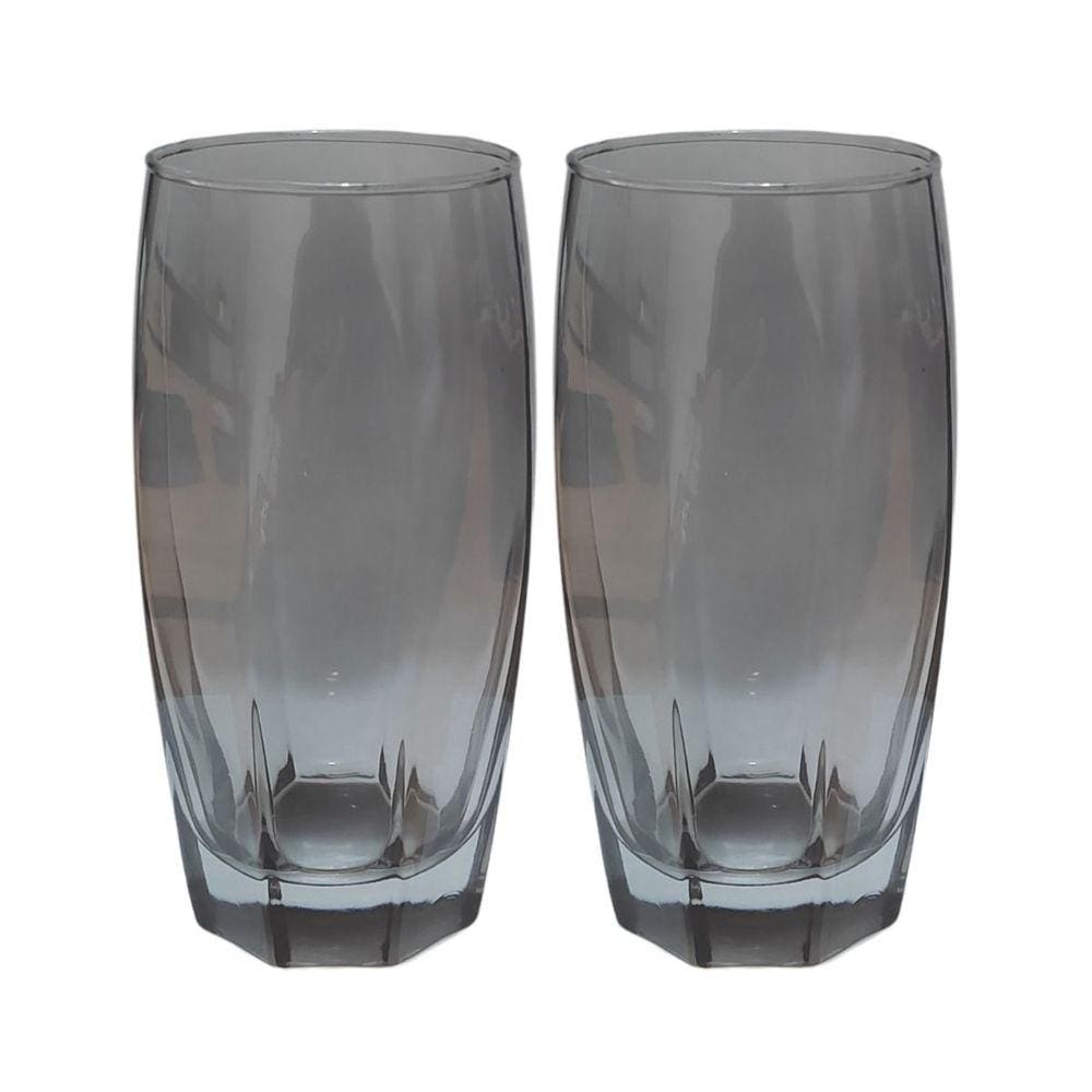 Conjunto com 2 Copos de Vidro Luxo 370ml Florence Cinza