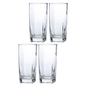 Conjunto Com 4 Copos Vidro Bali Quadrado 320ml Transparente