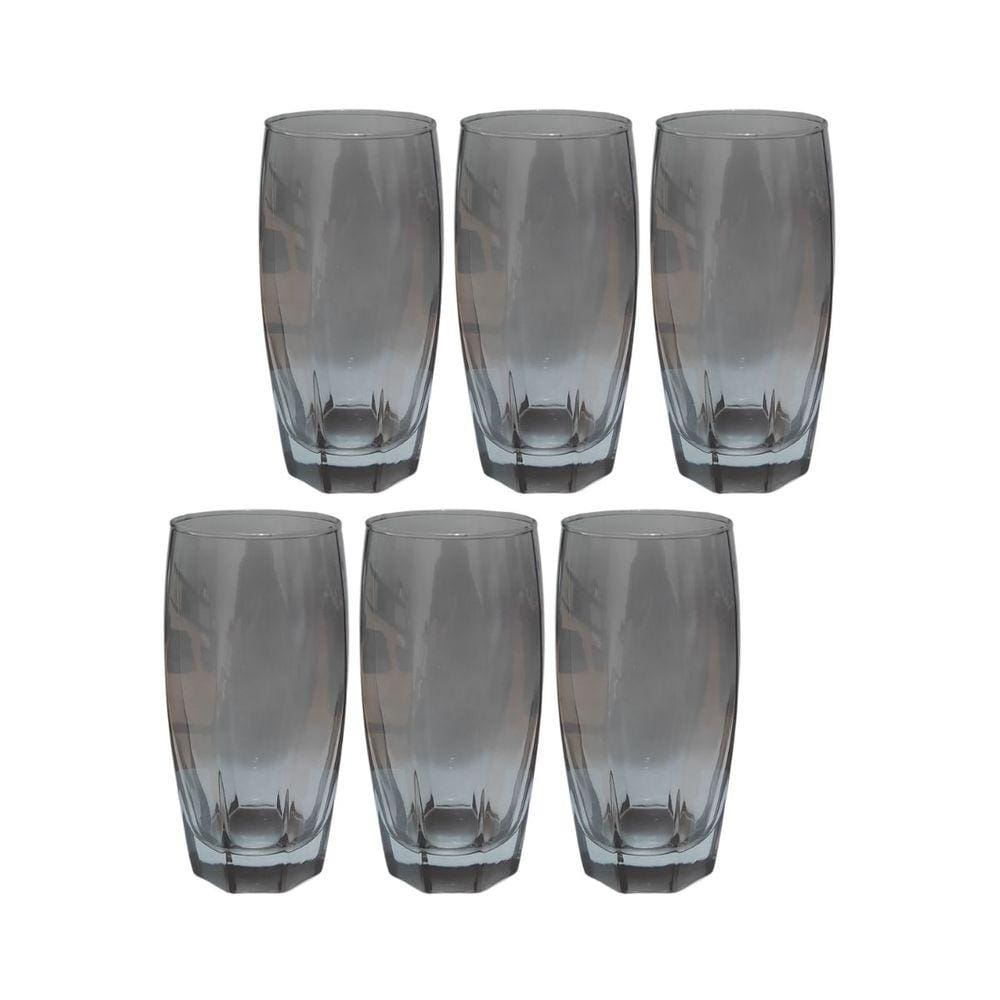 Copos Vidro Jogo com 8 Florence 370ml Cinza Luxo Almoço