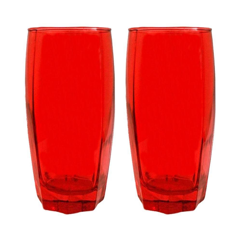 Conjunto com 2 Copos de Vidro Luxo 370ml Florence Vermelho