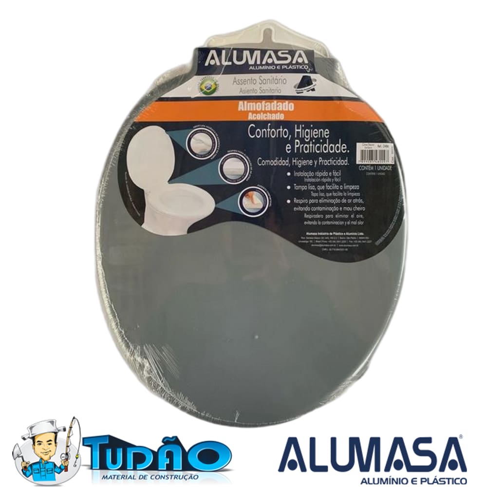 Assento Almofadado Cinza Escuro Florença - Alumasa