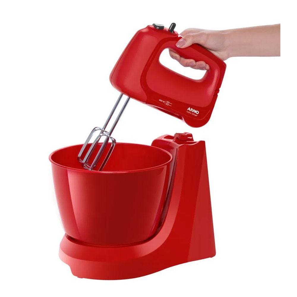 Batedeira Elétrica Arno Mini Chef 4 Litros 2 Tigelas HM12 400W Vermelha