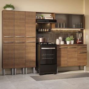 Armário de Cozinha Completa 261cm Rustic Emilly Madesa 03