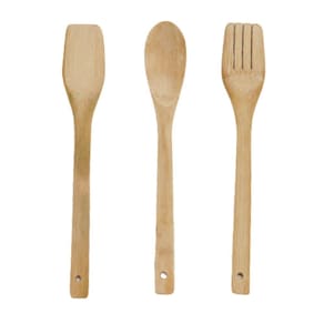 Jogo de utensílios de cozinha 28CM em bambu colher espátula 3pçs